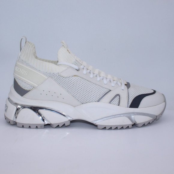Michael Kors Men\'s Lucas Athletic Sneakers Size 11.5 White/Metallic Silver main image 13